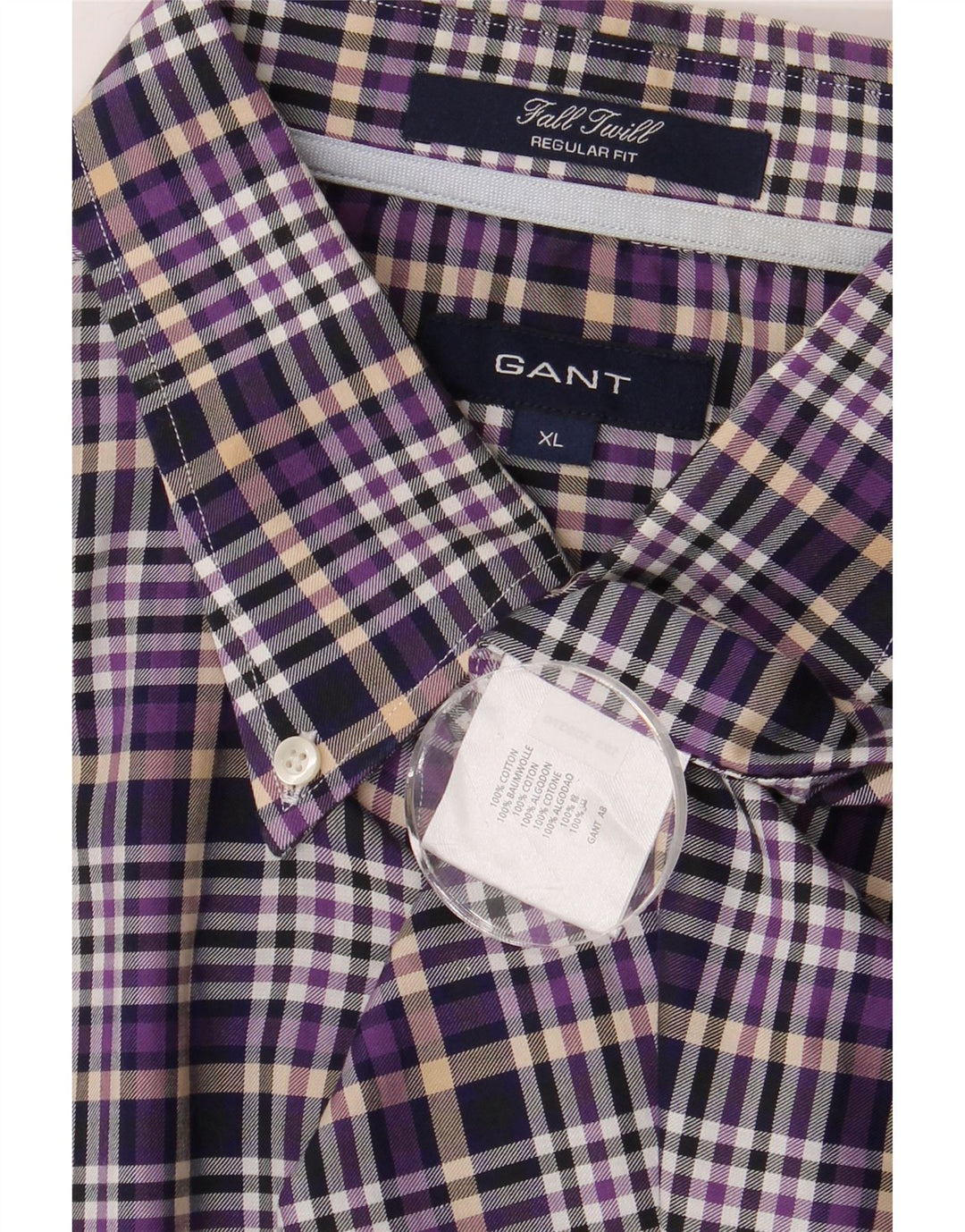 GANT Mens Regular Fit Flannel Shirt XL Purple Check Cotton