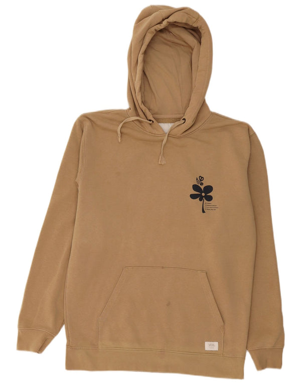 Vans Mens Graphic Hoodie Jumper Medium Beige Cotton