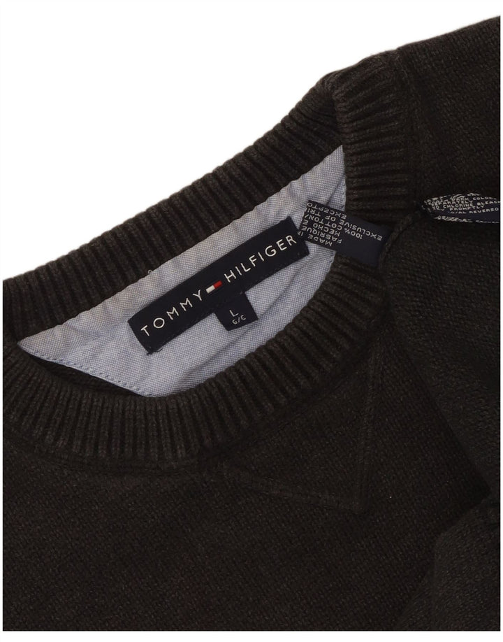 Tommy Hilfiger Mens Crew Neck Jumper Sweater Large Grey Cotton