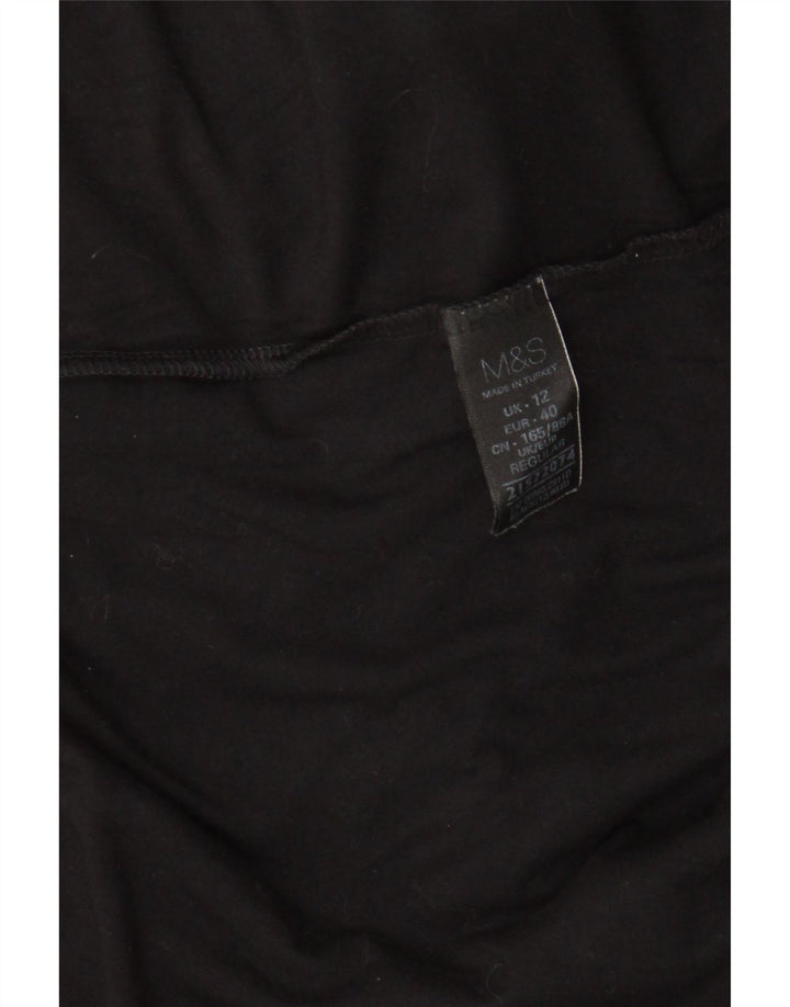 Marks & Spencer Womens Long Sleeve A-Line Dress UK 12 Medium  Black Viscose