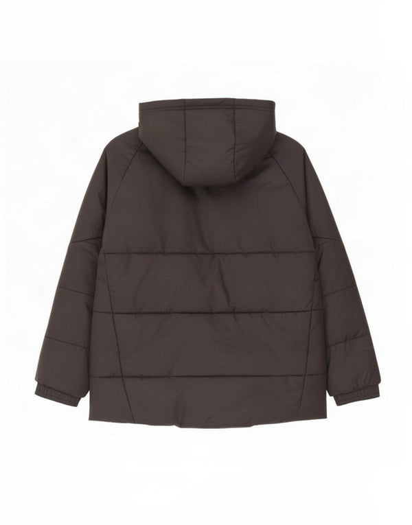 Adidas Boys Graphic Hooded Padded Jacket 9-10 Years Black Polyester