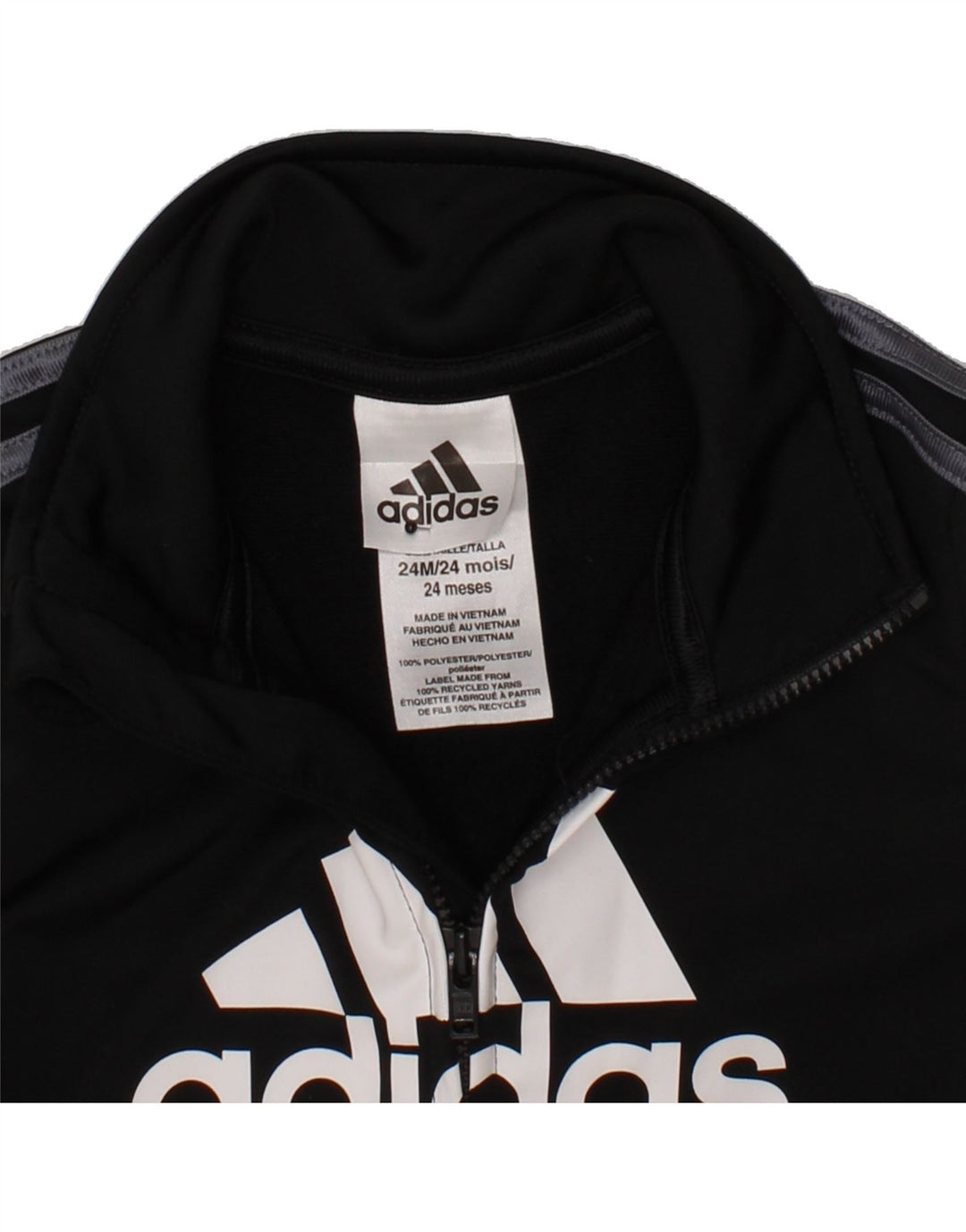 ADIDAS Baby Boys Graphic Tracksuit Top Jacket 18-24 Months Black Polyester Vintage Adidas and Second-Hand Adidas from Messina Hembry 