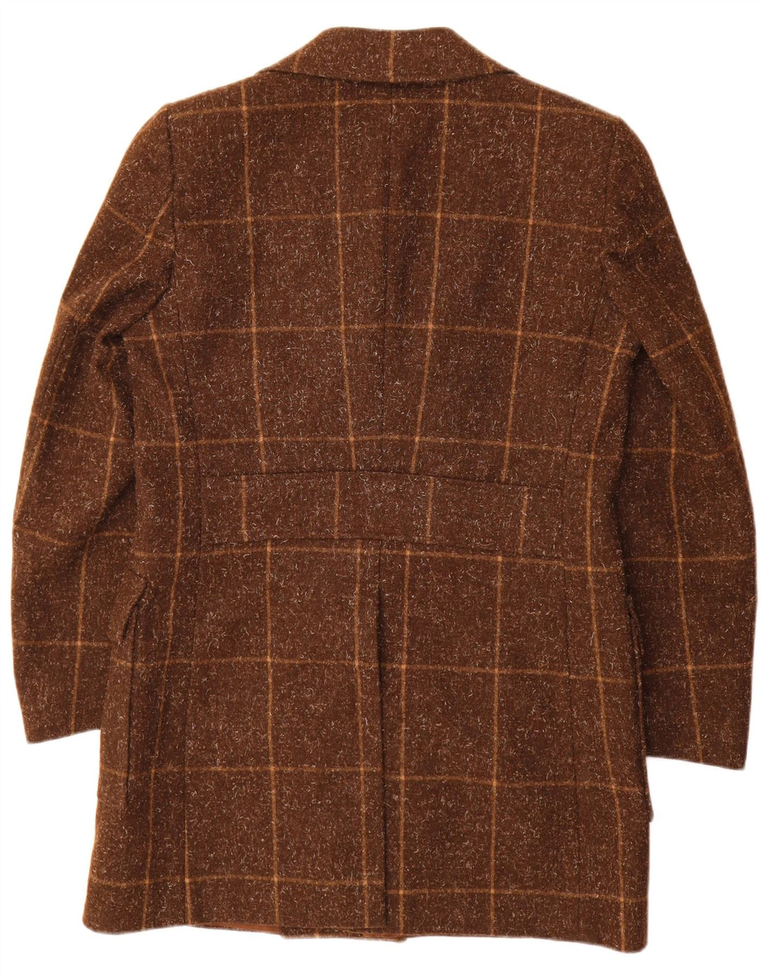 Lubiam Mens Double Breasted Coat UK 36 Small Brown Check