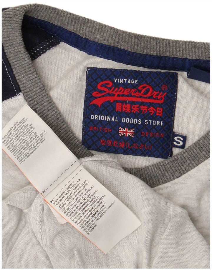 Superdry Mens Graphic T-Shirt Top Small Grey Colourblock Cotton