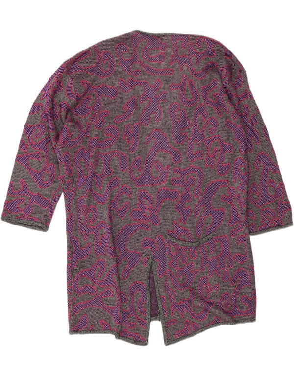 Di Bari Womens Abstract Pattern Cardigan Sweater IT 40 Small Purple