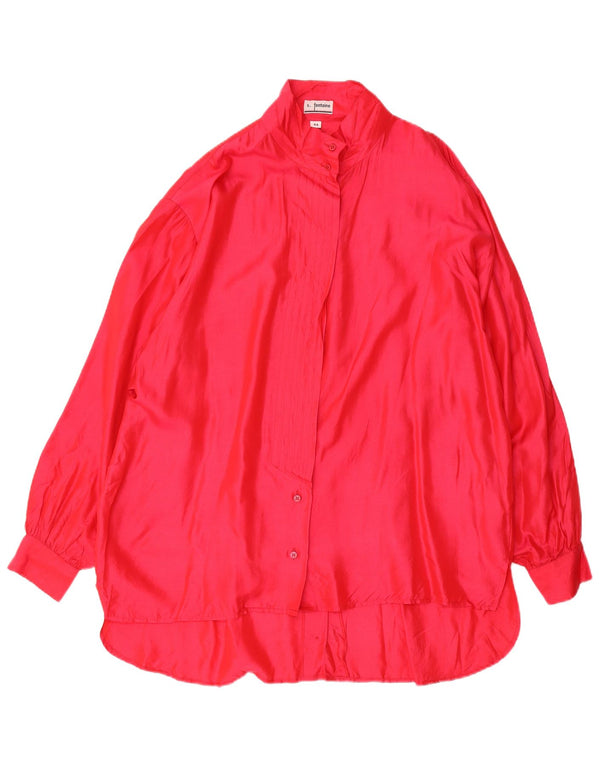 Vintage Womens Oversized Shirt Dress EU 44 XL Pink Silk