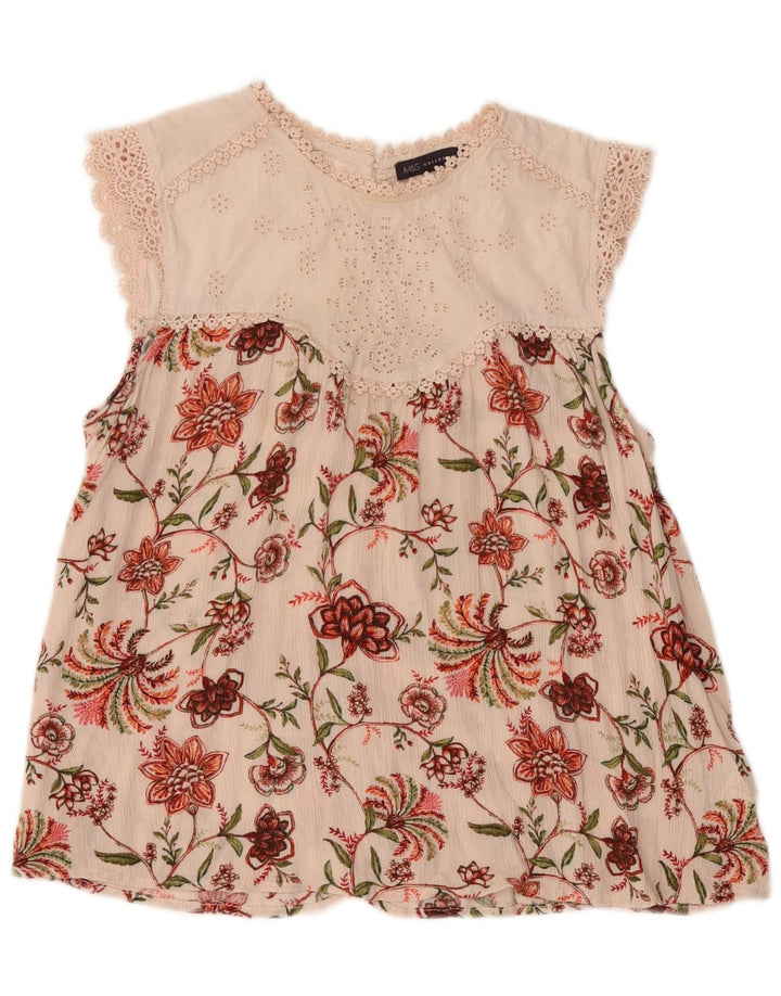 Marks & Spencer Womens Blouse Top UK 14 Medium Pink Floral Viscose
