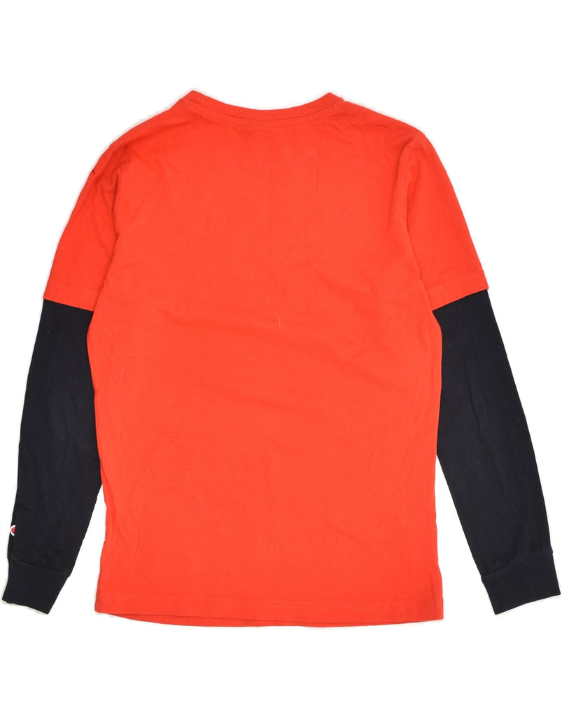 CHAMPION Boys Graphic Top Long Sleeve 9-10 Years Medium Red Colourblock | Vintage Champion | Thrift | Second-Hand Champion | Used Clothing | Messina Hembry 