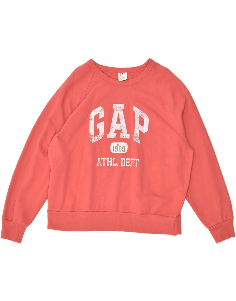 GAP Womens Graphic Sweatshirt Jumper UK 18 XL Pink Cotton | Vintage Gap | Thrift | Second-Hand Gap | Used Clothing | Messina Hembry 