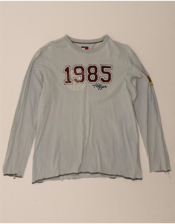 Tommy Hilfiger Boys Graphic Top Long Sleeve 15-16 Years XL Blue Cotton