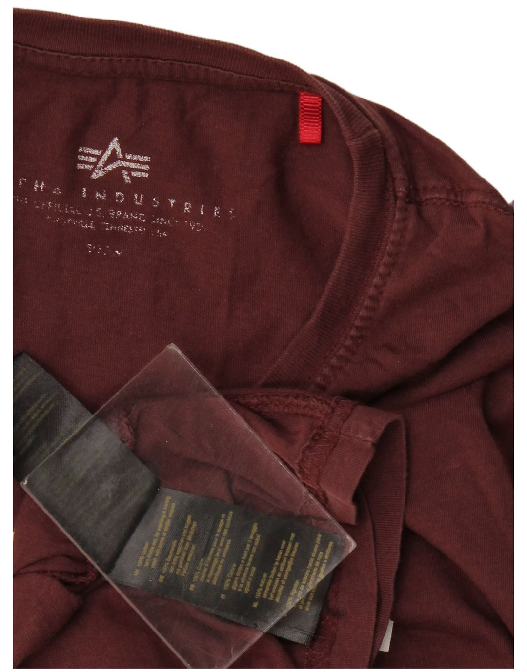 Alpha Industries Mens Graphic T-Shirt Top Medium Burgundy Cotton
