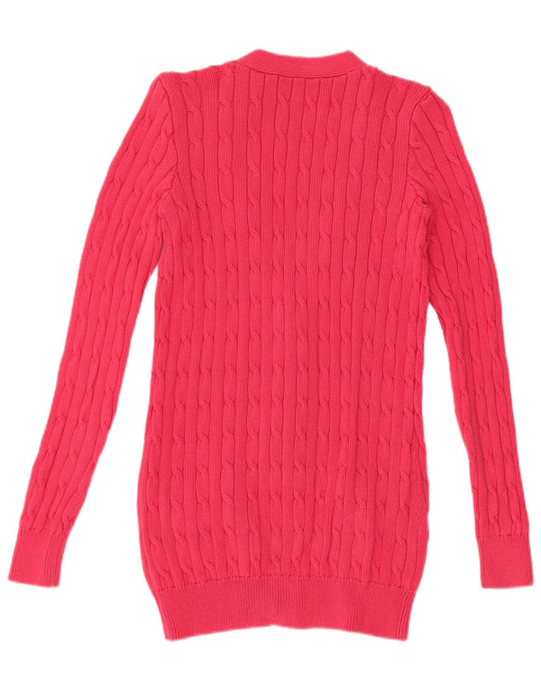 Polo Ralph Lauren Womens Cardigan Sweater UK 10 Small Pink Cotton
