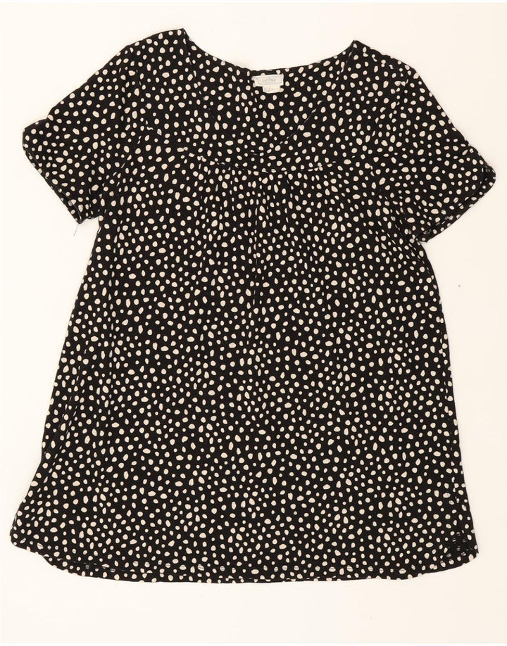 FAT FACE Womens Longline Blouse Top UK 12 Medium Black Spotted Vintage Fat Face and Second-Hand Fat Face from Messina Hembry 
