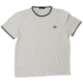 Fred Perry Mens T-Shirt Top Large White Striped Cashmere