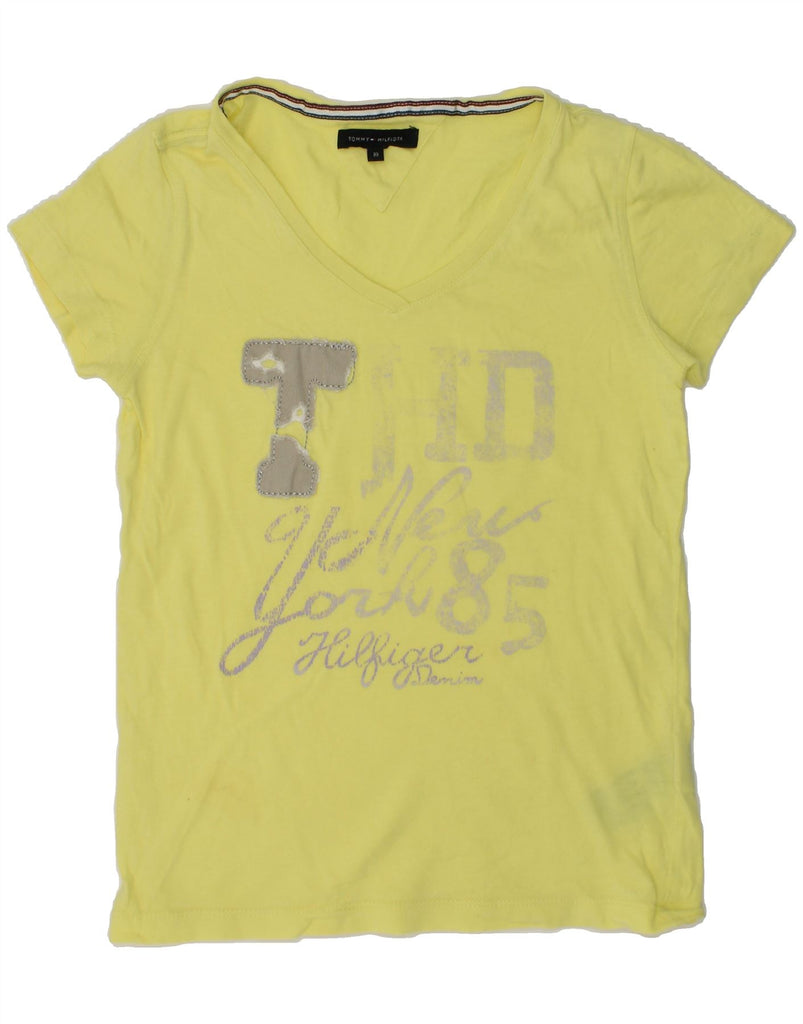 TOMMY HILFIGER Girls Graphic T-Shirt Top 9-10 Years Yellow Cotton | Vintage Tommy Hilfiger | Thrift | Second-Hand Tommy Hilfiger | Used Clothing | Messina Hembry 