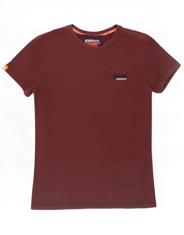 Superdry Mens T-Shirt Top XS Burgundy Cotton
