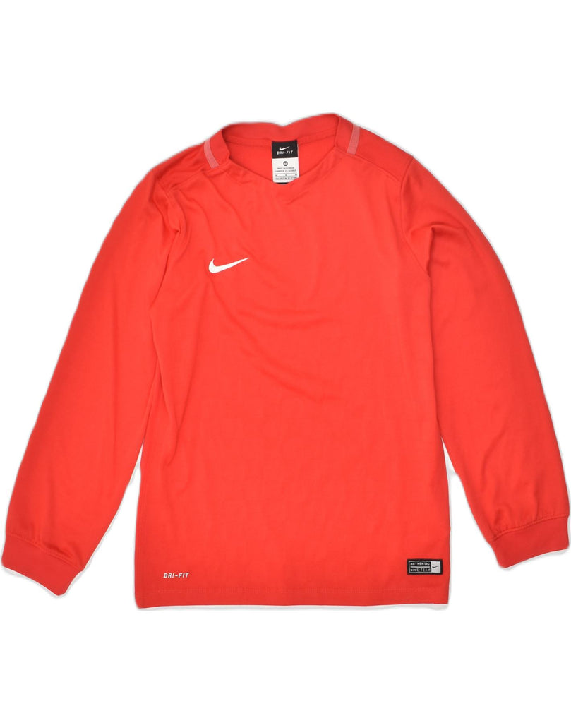 NIKE Boys Dri Fit Top Long Sleeve 10-11 Years Medium Red Polyester | Vintage Nike | Thrift | Second-Hand Nike | Used Clothing | Messina Hembry 