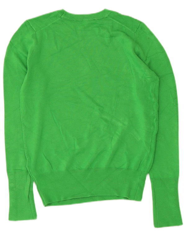 Zara Womens Crop Boat Neck Jumper Sweater UK 10 Small Green Viscose