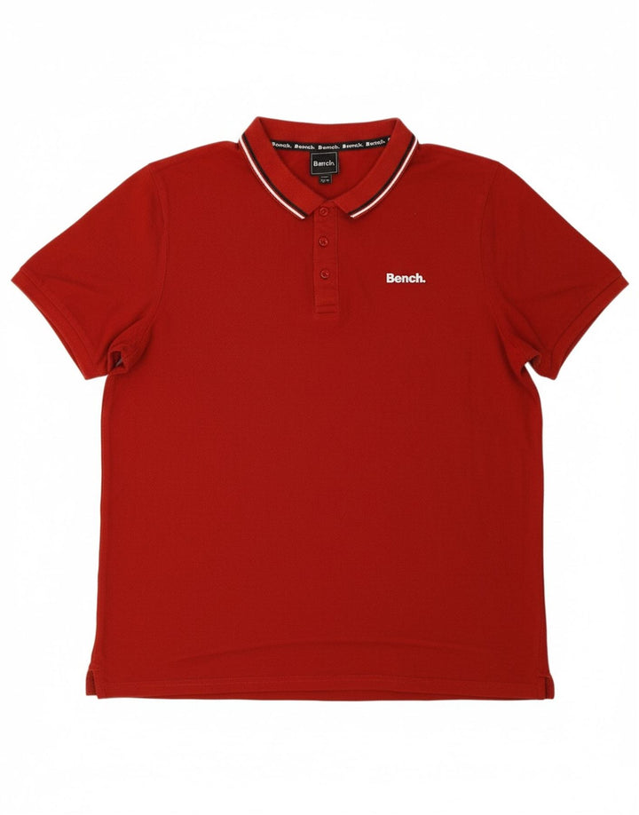 BENCH Mens Polo Shirt XL Red Cotton