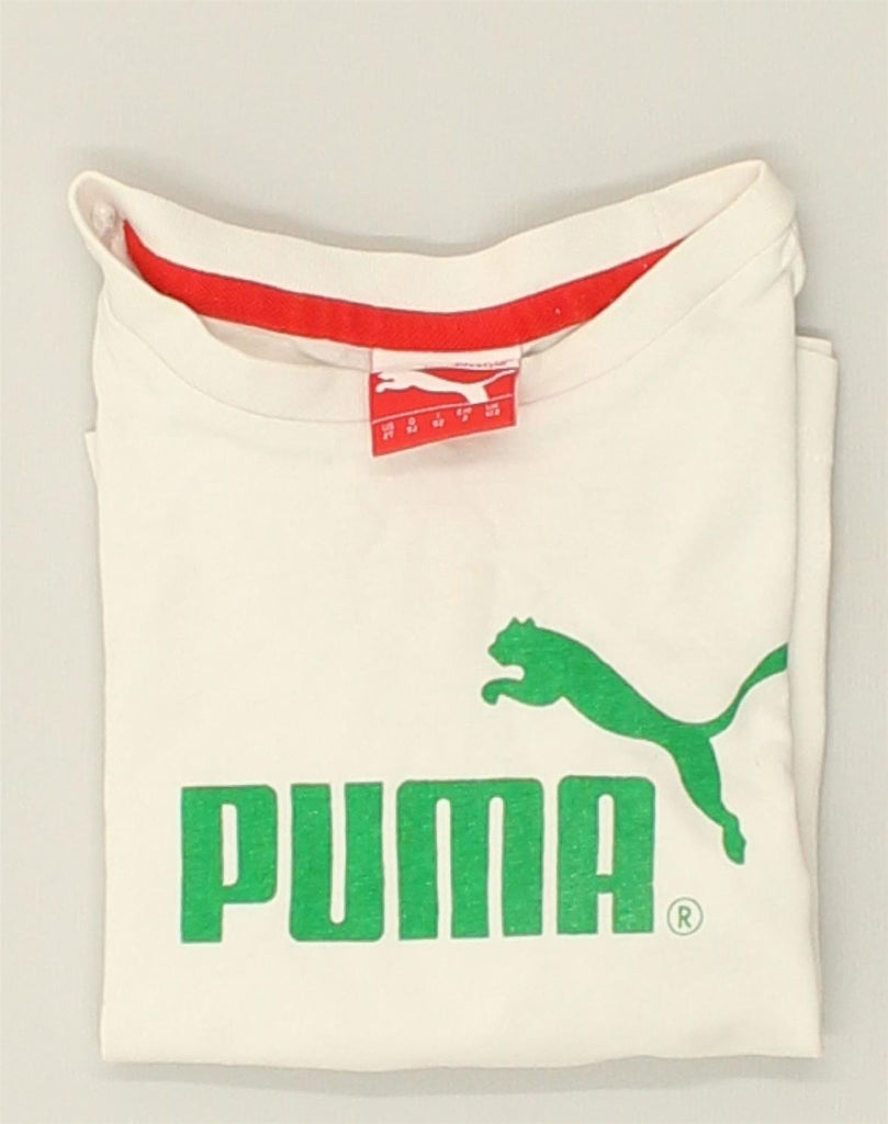 PUMA Baby Boys Graphic Top Long Sleeve 12-18 Months White | Vintage Puma | Thrift | Second-Hand Puma | Used Clothing | Messina Hembry 