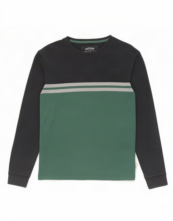 Fat Face Mens Top Long Sleeve Small Grey Colourblock Cotton