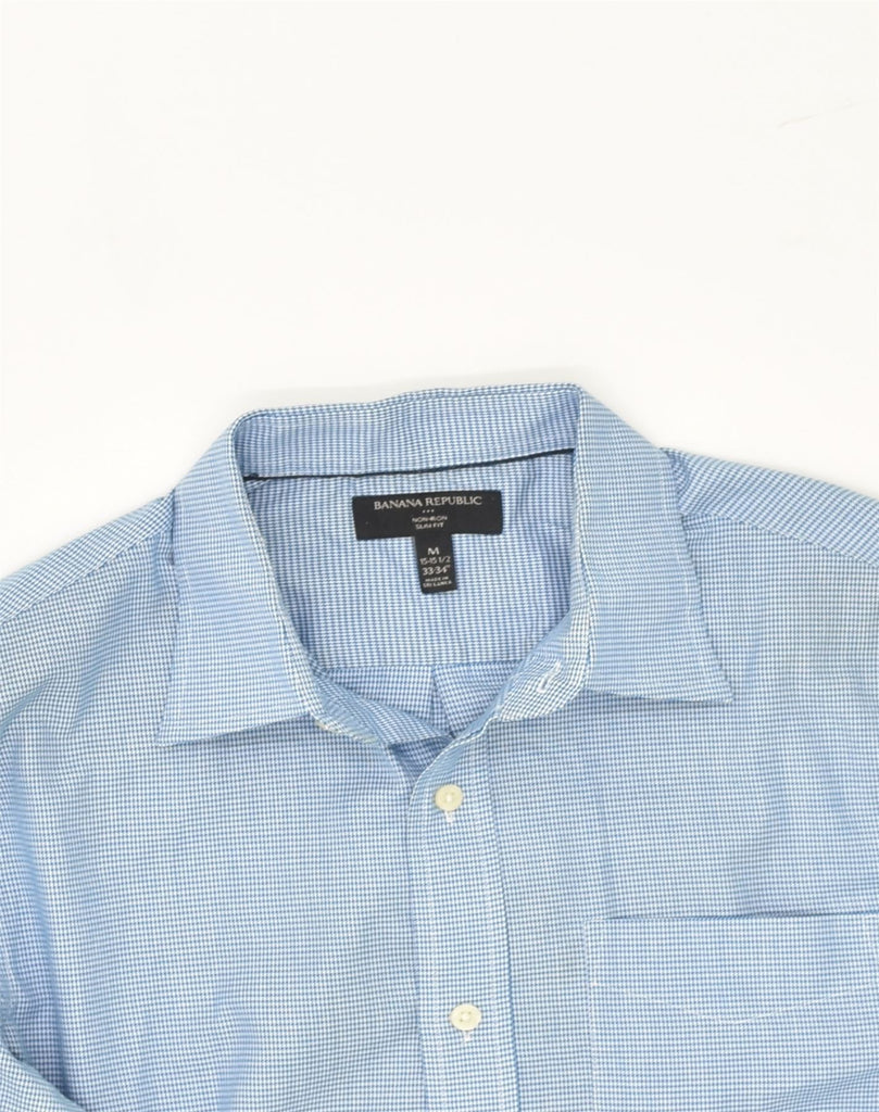 BANANA REPUBLIC Mens Slim Fit Shirt Size 15 1/2 Medium Blue Check Cotton | Vintage Banana Republic | Thrift | Second-Hand Banana Republic | Used Clothing | Messina Hembry 