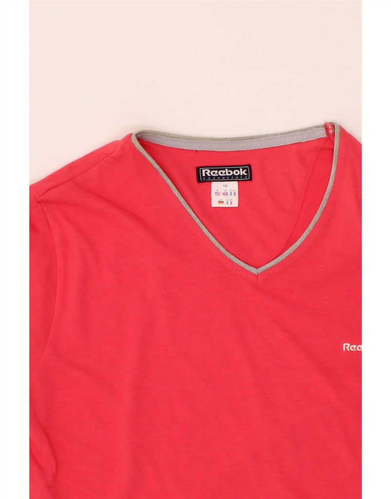 REEBOK Womens T-Shirt Top UK 16 Large Pink Cotton Vintage Reebok and Second-Hand Reebok from Messina Hembry 