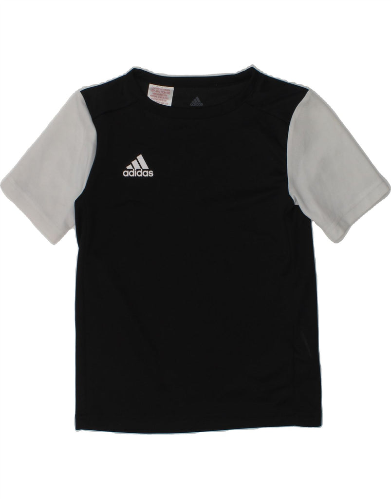 ADIDAS Boys Climalite Graphic T-Shirt Top 7-8 Years XS Black Colourblock | Vintage Adidas | Thrift | Second-Hand Adidas | Used Clothing | Messina Hembry 