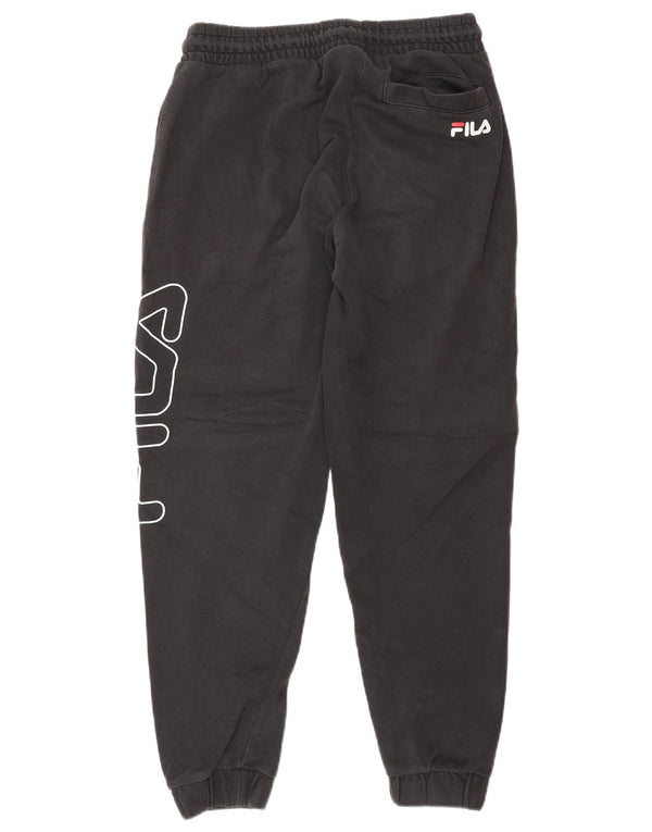 FILA Womens Graphic Tracksuit Trousers Joggers UK 6 XS Black
