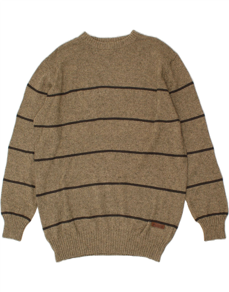 COLUMBIA Mens Crew Neck Jumper Sweater XL Brown Striped Cotton | Vintage Columbia | Thrift | Second-Hand Columbia | Used Clothing | Messina Hembry 