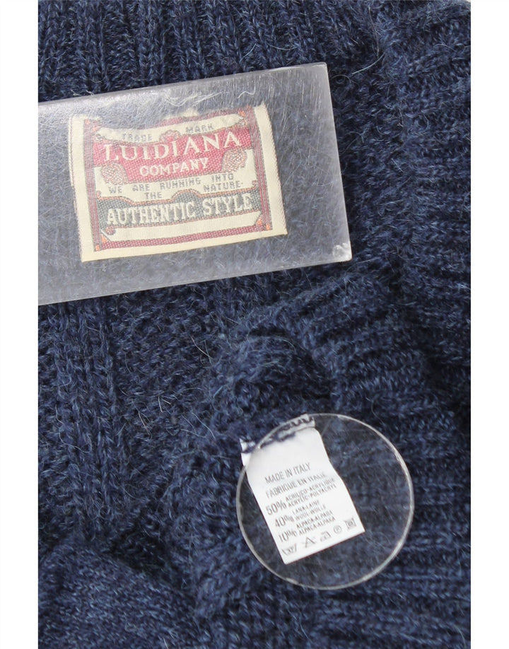 Vintage Mens Cardigan Sweater Medium Navy Blue Acrylic