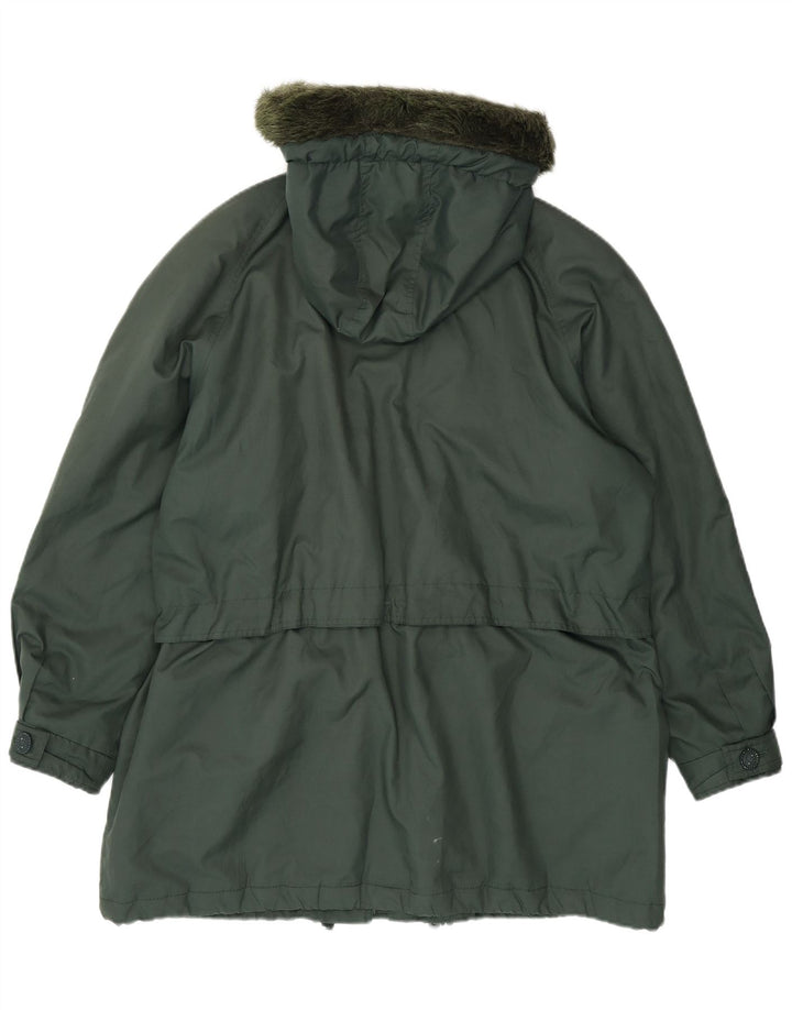 Vintage Womens Hooded Parka Jacket UK 20 2XL Green Polyester