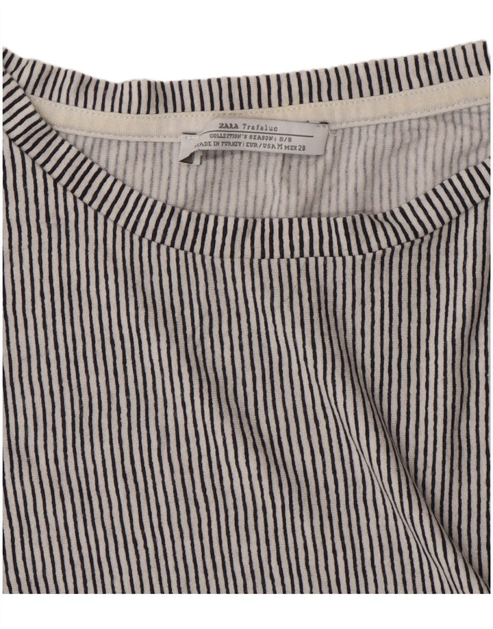 Zara Womens Trafaluc T-Shirt Top UK 14 Medium Grey Striped