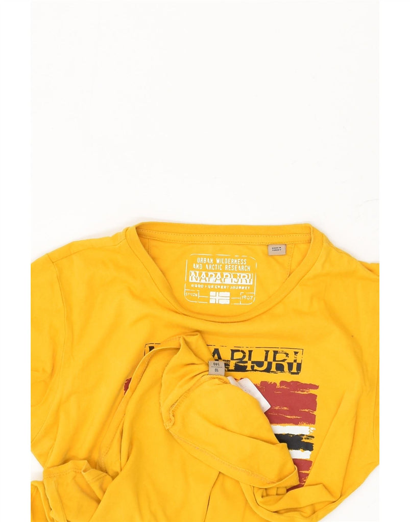 NAPAPIJRI Boys Graphic T-Shirt Top 9-10 Years Yellow Cotton | Vintage Napapijri | Thrift | Second-Hand Napapijri | Used Clothing | Messina Hembry 