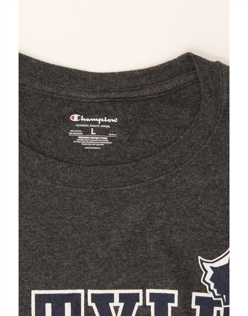 CHAMPION Mens Patriots Graphic T-Shirt Top Large Grey Vintage Champion and Second-Hand Champion from Messina Hembry 