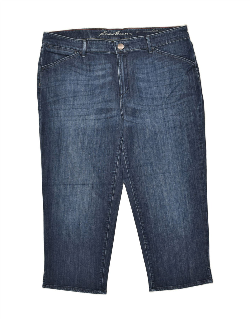 EDDIE BAUER Womens Curvy Capri Jeans UK 16 2XL W38 L22 Blue Cotton | Vintage Eddie Bauer | Thrift | Second-Hand Eddie Bauer | Used Clothing | Messina Hembry 