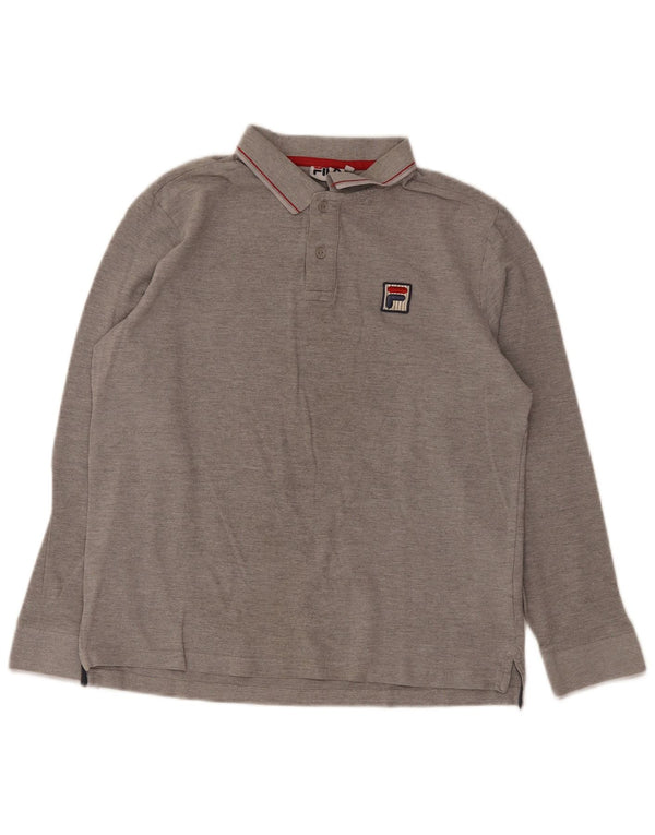 Fila Boys Long Sleeve Polo Shirt 15-16 Years Large Grey Cotton