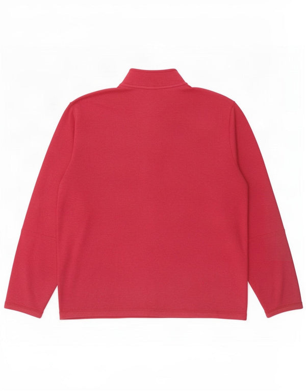 Adidas Womens Oversized Zip Neck Top Long Sleeve UK 16 Large Pink Cotton