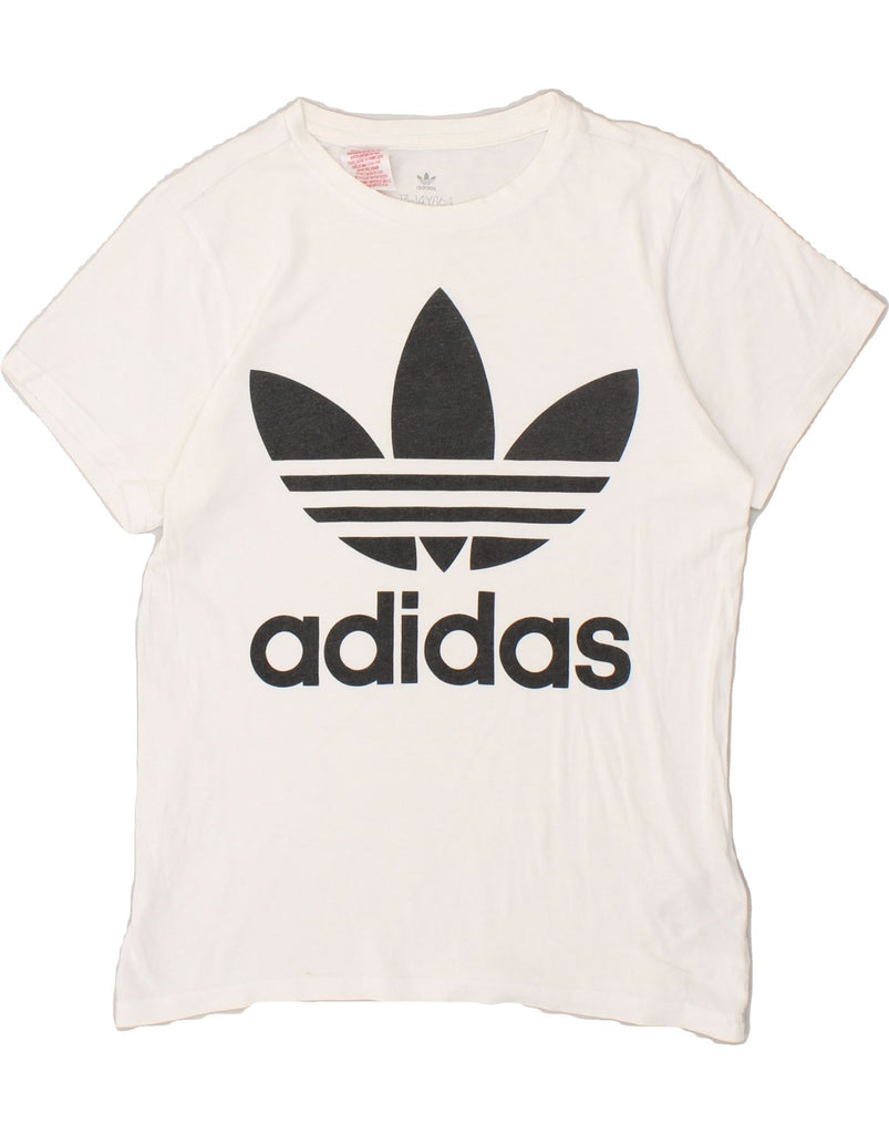 ADIDAS Boys Graphic T-Shirt Top 13-14 Years White Cotton | Vintage Adidas | Thrift | Second-Hand Adidas | Used Clothing | Messina Hembry 