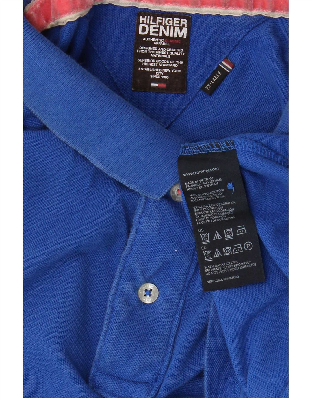 Tommy Hilfiger Mens Polo Shirt 2XL Blue Cotton