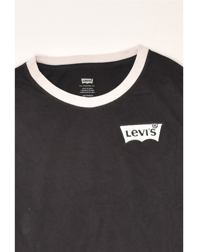 LEVI'S Womens Oversized Crop Graphic T-Shirt Top UK 6 XS Black Cotton | Vintage Levi's | Thrift | Second-Hand Levi's | Used Clothing | Messina Hembry 