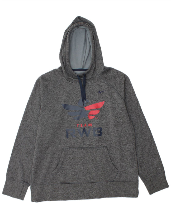 NIKE Mens Graphic Hoodie Jumper Large Grey Polyester
