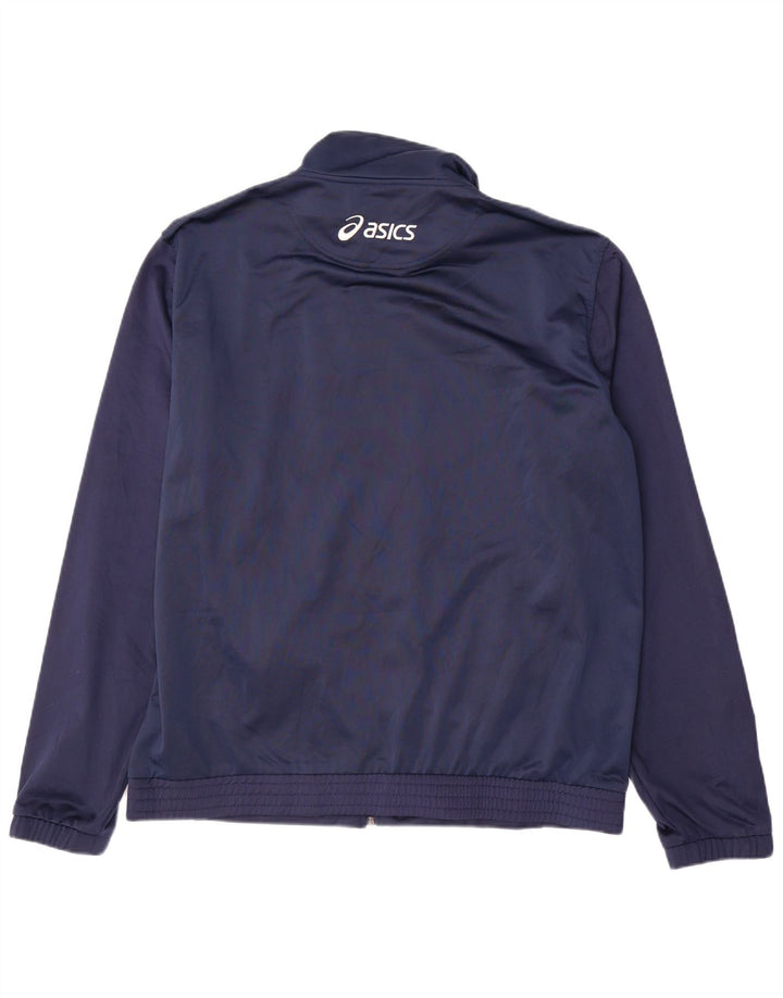 ASICS Mens Graphic Tracksuit Top Jacket 3XL Navy Blue Colourblock