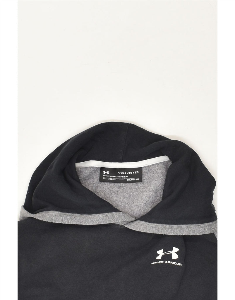 UNDER ARMOUR Boys Cold Gear Hoodie Jumper 15-16 Years Grey Colourblock | Vintage Under Armour | Thrift | Second-Hand Under Armour | Used Clothing | Messina Hembry 