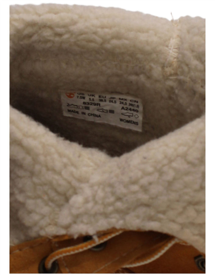 Timberland Womens Leather Shearling Style Boots UK Size 5.5 Brown Leather