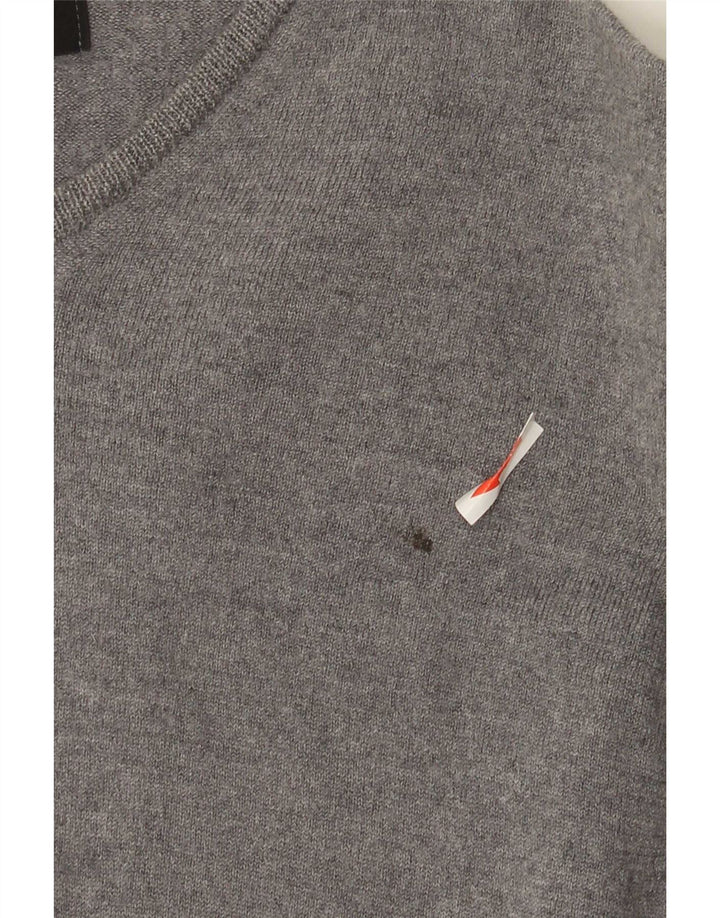 Zara Mens V-Neck Jumper Sweater Medium Grey