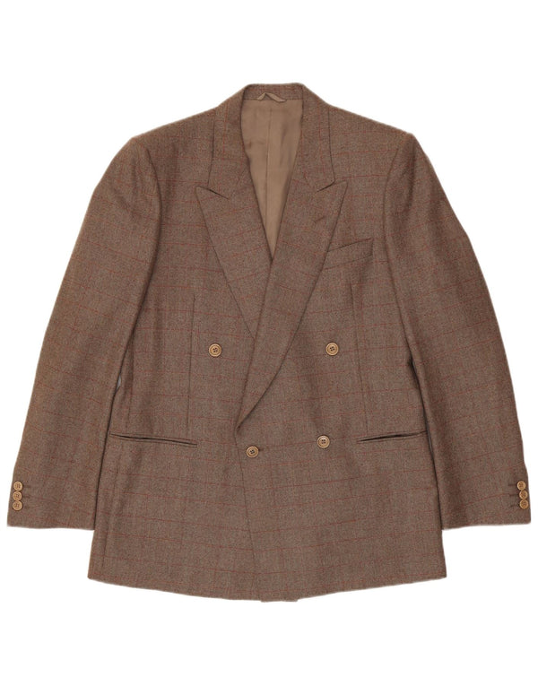 Corneliani Mens Double Breasted Blazer Jacket IT 50 Large Brown Check