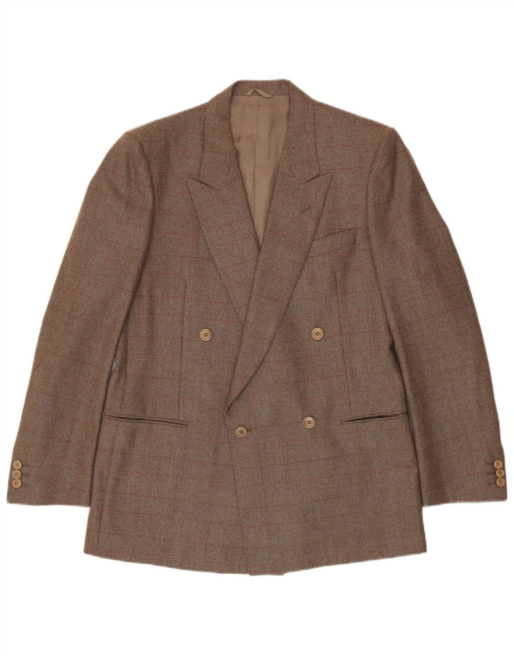 Corneliani Mens Double Breasted Blazer Jacket IT 50 Large Brown Check