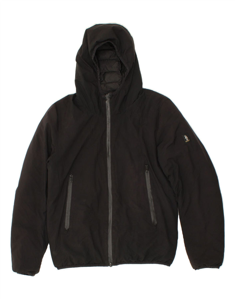 REFRIGUE Womens Hooded Reversible Padded Jacket UK 14 Medium Black Vintage Refrigue and Second-Hand Refrigue from Messina Hembry 