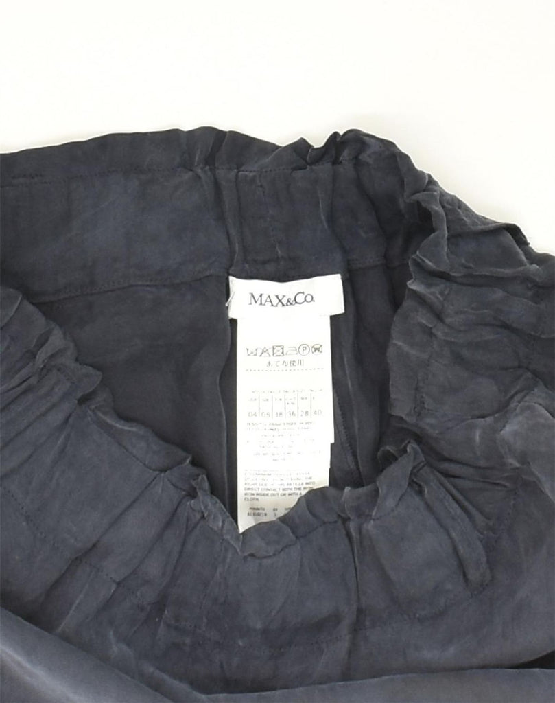 MAX & CO. Womens Casual Trousers UK 8 Small W28 L27 Navy Blue Cupro | Vintage Max & Co. | Thrift | Second-Hand Max & Co. | Used Clothing | Messina Hembry 